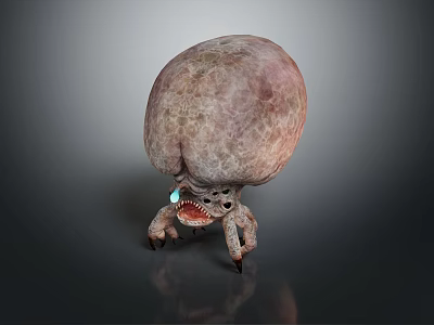 Game Film Monster Character With Large Head Rough Skin Sharp Teeth Insect Legs 3d model