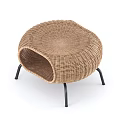 Rattan Low Stool Round Rattan Stool 3d model