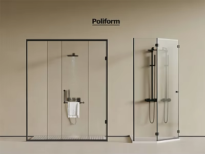 Poliform Modern Shower Head in Glass Enclosure with Handheld Faucet Design 3d model