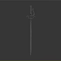 Antique Sword With Ornate Hilt Design And Long Metal Blade Isolated On Gray Background