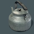 Old Metal Kettle with Worn Finish as Classic Daily Living Product