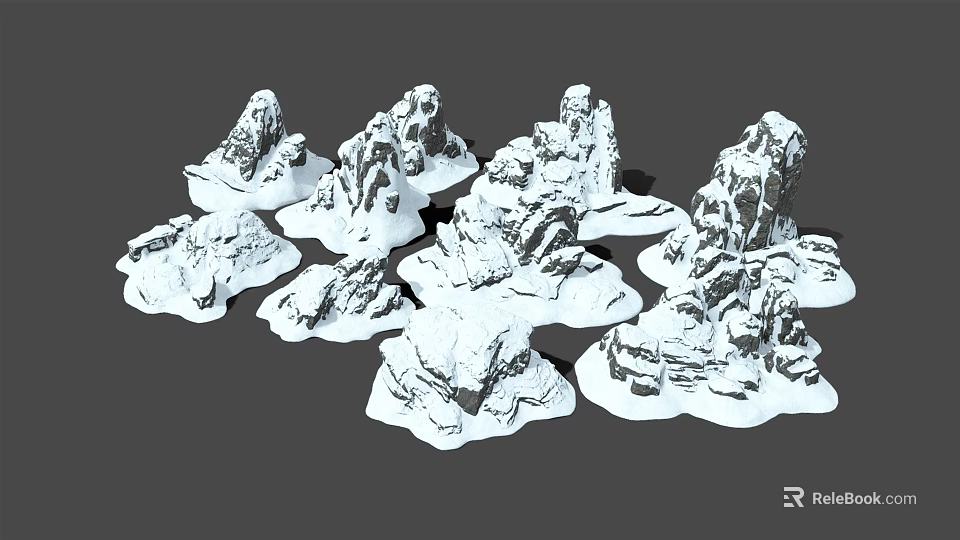 Garden Landscape With Multiple White Rockery Models And Detailed Textured Surfaces 3d model 