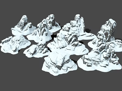 Garden Landscape With Multiple White Rockery Models And Detailed Textured Surfaces 3d model