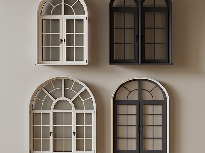 French arched windows 3d model