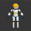 Robot Sculpture with Orange Helmet White Body Yellow Belt and Blue Details Modern 3D Carving
