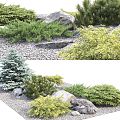 Modern landscape sketch outdoor stone green plant 3d model