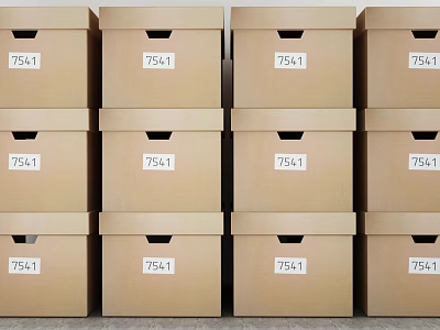 Stacked Cardboard Boxes With Number 7541 Neatly Arranged In Rows 3d model
