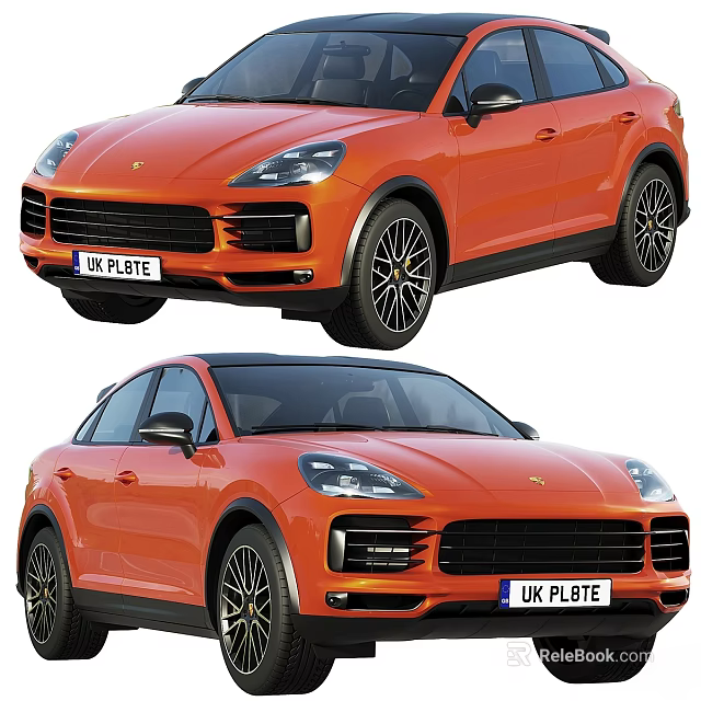 Orange Porsche Cayenne Car Exterior Design With Front And Side Views 3d model 