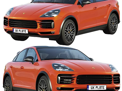 Orange Porsche Cayenne Car Exterior Design With Front And Side Views 3d model