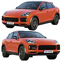 Orange Porsche Cayenne Car Exterior Design With Front And Side Views