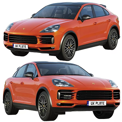 Orange Porsche Cayenne Car Exterior Design With Front And Side Views 3d model