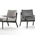 Modern Accent Chairs With Light Dark Fabric Upholstered Seats Armrests And Black Wooden Legs