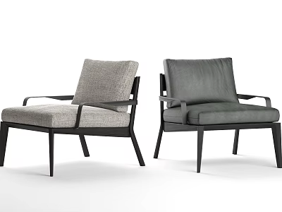 Modern Accent Chairs With Light Dark Fabric Upholstered Seats Armrests And Black Wooden Legs 3d model