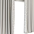 Elegant Grey Curtains with Lace Trim and Pleats for Home Interior Decor