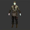 Adventurous Human Character in Beige Tunic with Brown Belt Dark Pants and Brown Boots