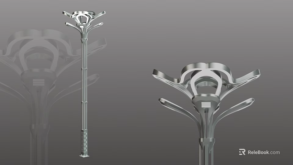 Modern Outdoor Garden Lights With Sleek Metal Structure And Multiple Lamp Arms 3d model 