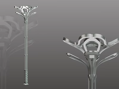 Modern Outdoor Garden Lights With Sleek Metal Structure And Multiple Lamp Arms 3d model