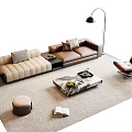 Modern Leather Sofa And Coffee Table Set With Marble Top Floor Lamp Accent Chair And Ottoman