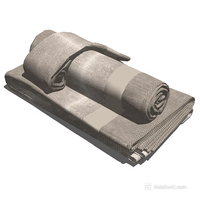 Soft Gray Striped Towels Rolled and Neatly Stacked with Textured Design 3d model 