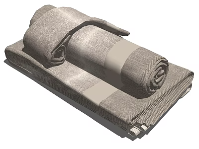 Soft Gray Striped Towels Rolled and Neatly Stacked with Textured Design 3d model