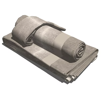Soft Gray Striped Towels Rolled and Neatly Stacked with Textured Design 3d model