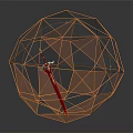 Modern Decorative Ornament Set With Spherical Geometric Wireframe And Golden Transparent Panels