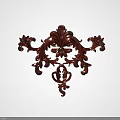 Intricate Red Symmetrical Carving With Curved Floral Patterns In Classical Style