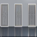 Three Modern White Frame Swing Doors With Decorative Glass Pattern Design