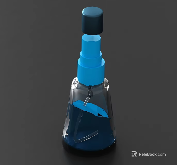 Living Supplies Transparent Bottle with Blue Liquid and Black Blue Pump Dispenser for Home Use 3d model 