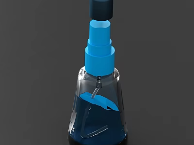 Living Supplies Transparent Bottle with Blue Liquid and Black Blue Pump Dispenser for Home Use 3d model