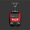 Red Electric Train with Pantograph on Top Modern Sleek Streamlined Body 3d model