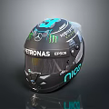 Black Racing Helmet With Mercedes Monster Energy Petronas EPSON And Nico Branding