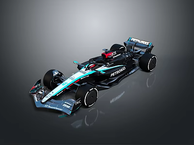 Mercedes Formula 1 Racing Car With Blue White Livery And Petronas Sponsorship 3d model