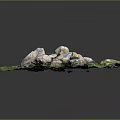 Natural Stone Rocks On Circular Green Grass Surface With Lush Turf 3d model