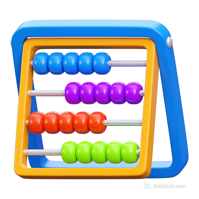 Colorful Abacus With Blue Purple Red Green Beads And Blue Yellow Frame For Kids Educational Learning 3d model 