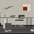 Desk Bookcase Ornaments Vase Book Single Chair Stool Decorative Cabinet Computer Wardrobe 3d model