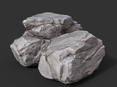 Rough Gray Stones Combined With Natural Wood Logs For Garden Decoration Projects 3d model