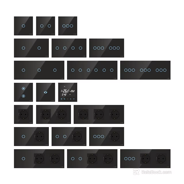 Modern Electrical Outlets And Wall Switches In Various Designs For Home Use 3d model 