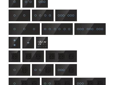 Modern Electrical Outlets And Wall Switches In Various Designs For Home Use 3d model