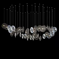Contemporary Transparent Chandelier Design With Multiple Hanging Circular Glass Elements