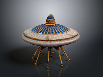 Vintage Style Decorative Art Piece With Blue Gold Dome And Multi Legged Base 3d model