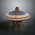 Vintage Style Decorative Art Piece With Blue Gold Dome And Multi Legged Base