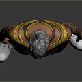 Man With Gray Hair Yellow Decorative Shoulder Piece Tattoos Black Pants And White Sneakers