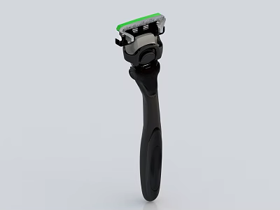 Bathroom Accessory Modern Razor With Black Handle And Green Blade Head 3d model