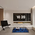 Modern Living Room With Sectional Sofa And Blue Coffee Table