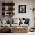 Quiet sofa tea table combination 3d model