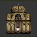 Decorative Vintage Box With Dome Top And Ornate Wooden Details And Lighting Effect