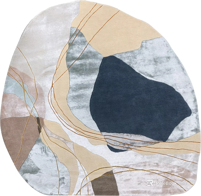 Artistic Shaped Area Rug With Abstract Patterns And Color Layers 3d model 