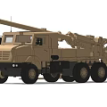 Beige Wheeled Vehicle Mounted Cannon With Long Barrel And Six Wheels In Industrial Workshop