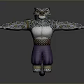 Cartoon Leopard Character With Spotted Fur Purple Shorts Yellow Arms And Muscular Body Arms Outstretched